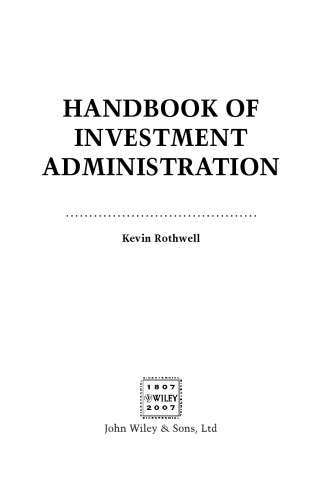 Handbook of Investment Administration