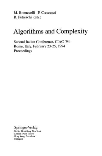 Algorithms and Complexity: Second Italian Conference, CIAC '94 Rome, Italy, February 23–25, 1994 Proceedings