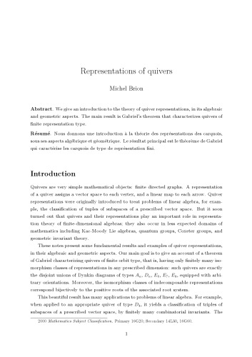 Representations of quivers (version 15 Nov 2010)