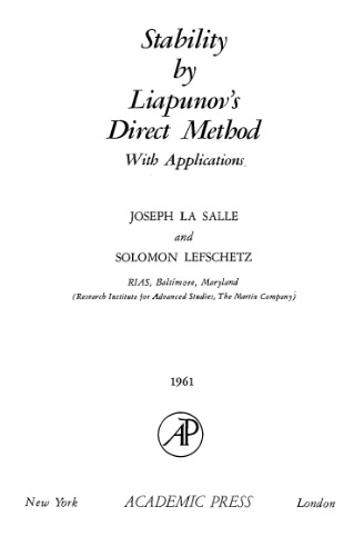 Stability by Liapunov's Direct Method with Applications