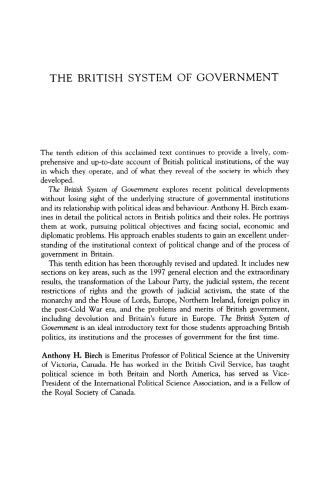 The British System of Government