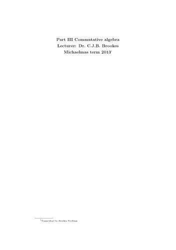 Part III Commutative algebra [lecture notes]