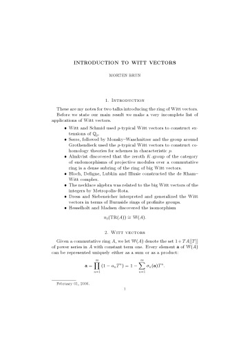 Introduction to Witt vectors