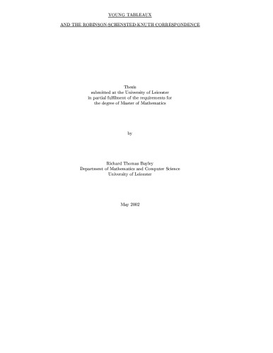 Young tableaux and the Robinson-Schensted-Knuth correspondence []Master thesis]