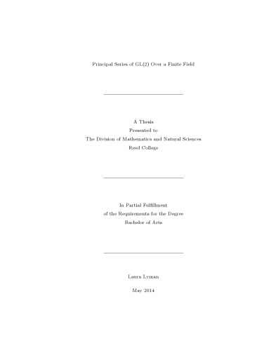Principal Series of GL(2) Over a Finite Field