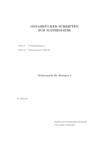 Mathematik für Biologen I