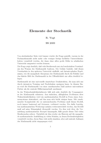 Elemente der Stochastik (Sommersemester 2009)