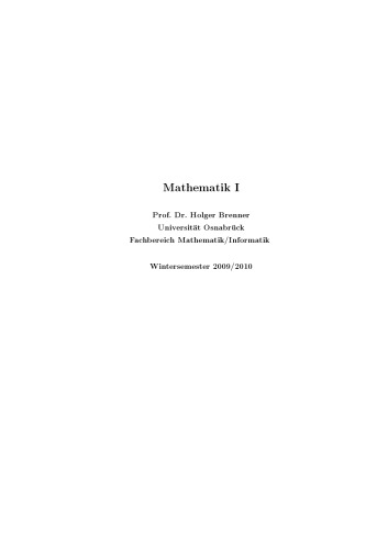 Mathematik I (Wintersemester 2009/2010)