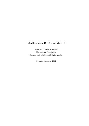 Mathematik für Anwender II (Sommersemester 2012)