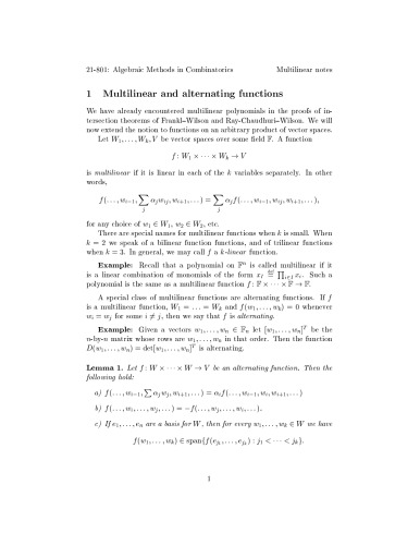 Multilinear notes [expository notes]