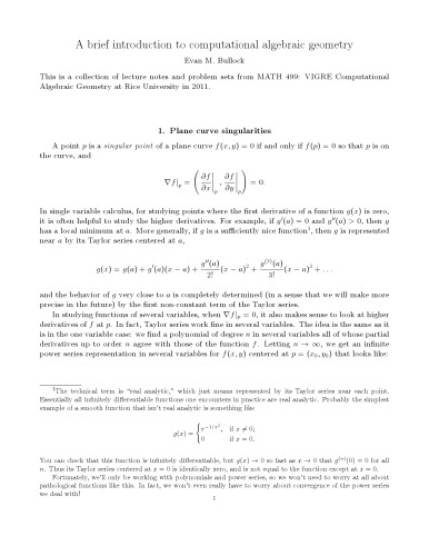 A brief introduction to computational algebraic geometry