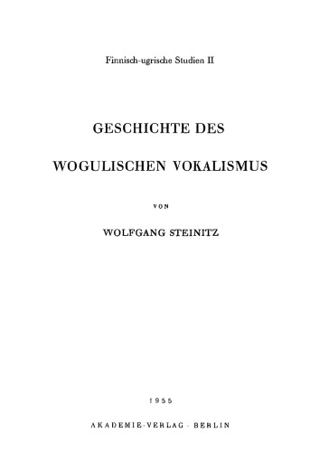 Geschichte des wogulischen Vokalismus