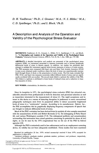 [Article] A Description and Analysis of the Operation and Validity of the Psychological Stress Evaluator