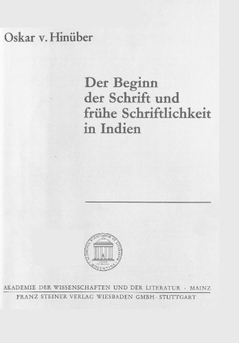Beginn der Schrift und frühe Schriftlichkeit in Indien
