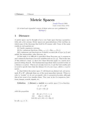 Metric Spaces [expository notes]