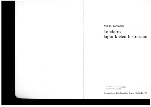 Johdatus lapin kielen historiaan