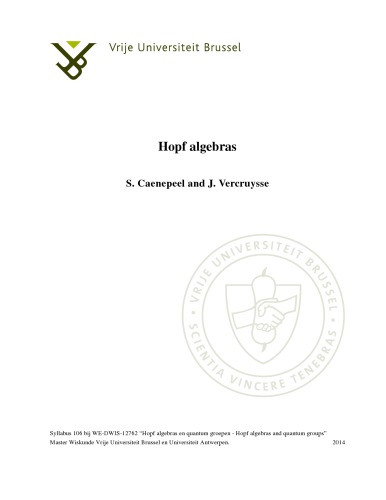Hopf algebras [Lecture notes]