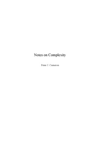 Notes on Complexity [Lecture notes]