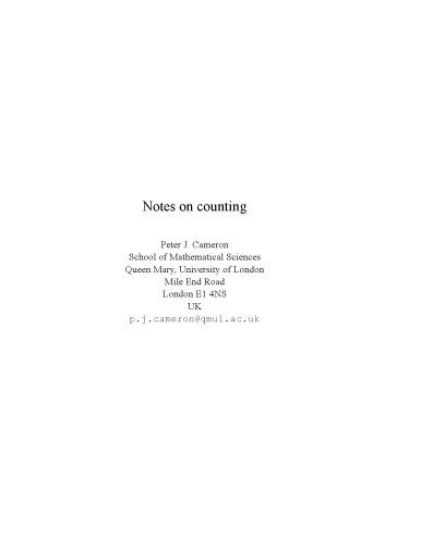 Notes on counting [Lecture notes]
