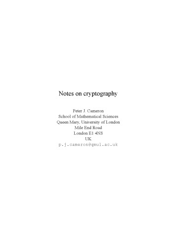 Notes on cryptography [Lecture notes]