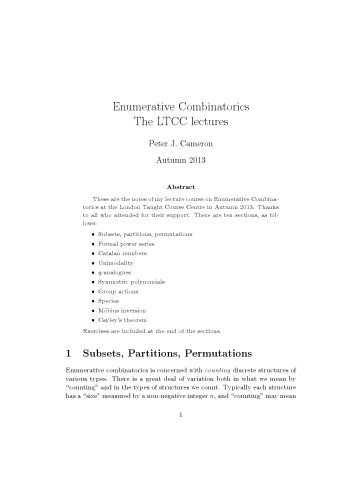 Enumerative Combinatorics: The LTCC lectures