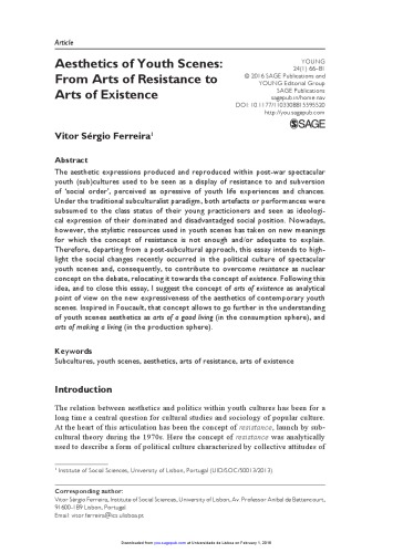 Aesthetics of Youth Scenes: From Arts of Resistance to Arts of Existence