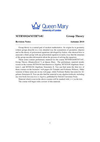 Group Theory Revision Notes