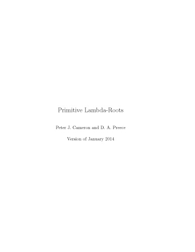 Primitive Lambda-Roots [Lecture notes]