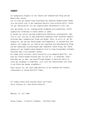 Kommutative Algebra [Lecture notes]