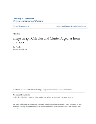 Snake Graph Calculus and Cluster Algebras from Surfaces [PhD thesis]