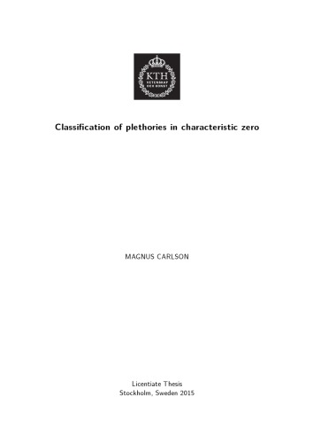 Classification of plethories in characteristic zero [BA thesis]