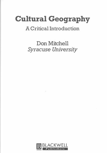 Cultural Geography: A Critical Introduction