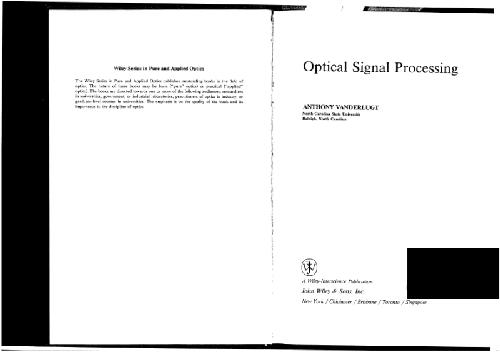 Optical signal processing (some chapters only)
