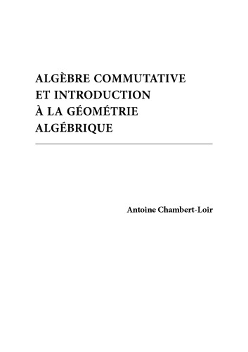 Algèbre commutative et introduction à la géométrie algébrique [Lecture notes]