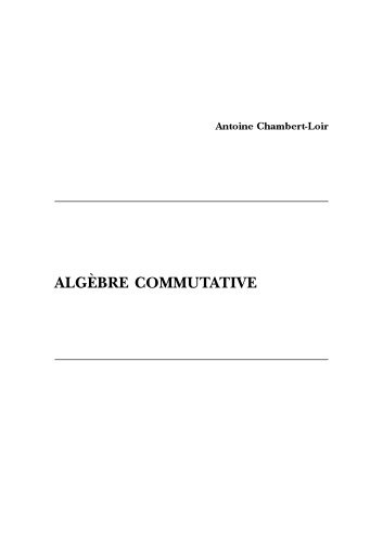 Algèbre commutative [draft?]
