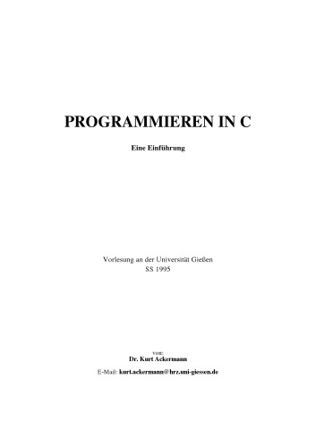 Programmieren in C: Eine Einführung