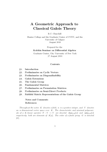 A Geometric Approach to Classical Galois Theory [expository notes]