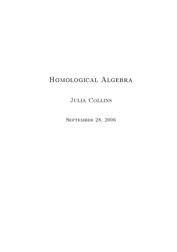 Homological Algebra [notes]