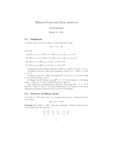 Notes about bilinear forms and tensor products [Lecture notes]