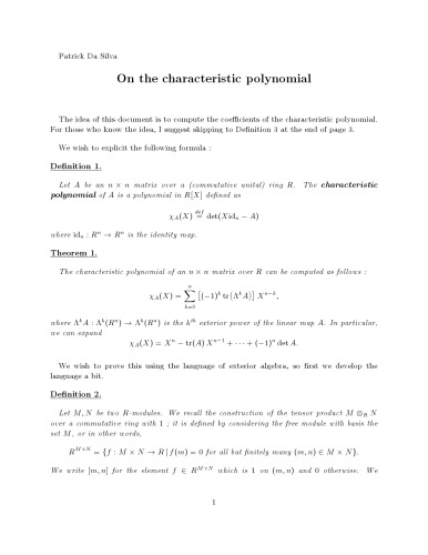 On the characteristic polynomial [expository notes]