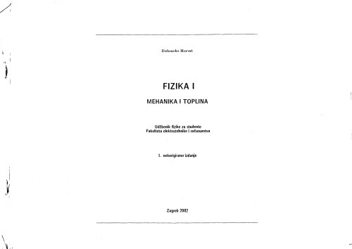 Fizika I - Mehanika i toplina - Udžbenik fizike za studente Fakulteta elektrotehnike i računarstva