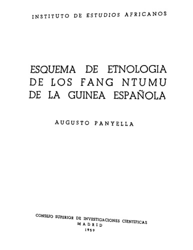 Esquema de etnología de los fang ntumu de la Guinea Española.