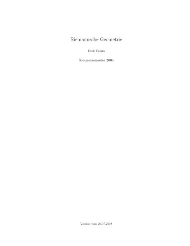 Riemannsche Geometrie [Lecture notes]