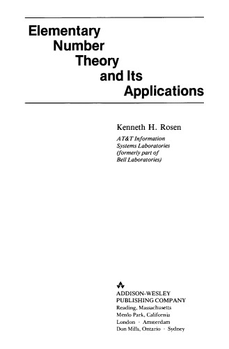 Elementary number theory and its applications