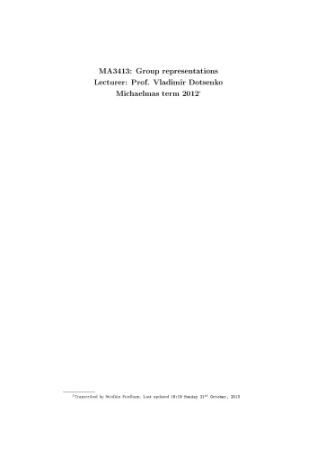 MA3413: Group Representations [Lecture notes]