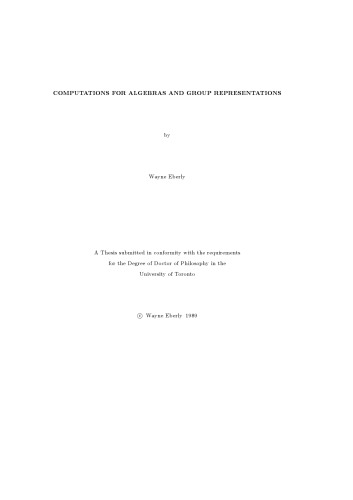 Computations for algebras and group representations [PhD thesis]