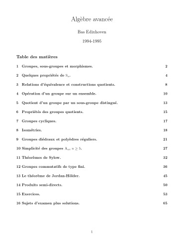 Algèbre avancée [Lecture notes]