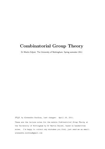 Combinatorial Group Theory [Lecture notes]