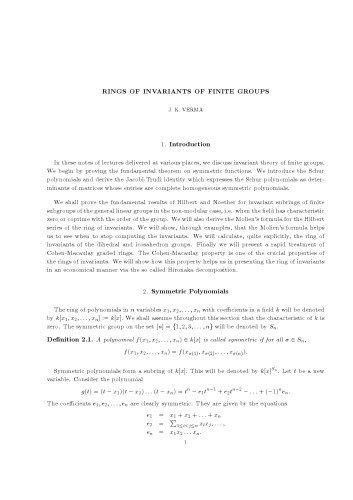 Rings of invariants of finite groups [expository notes]