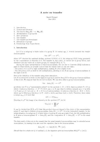 A note on transfer [expository notes]